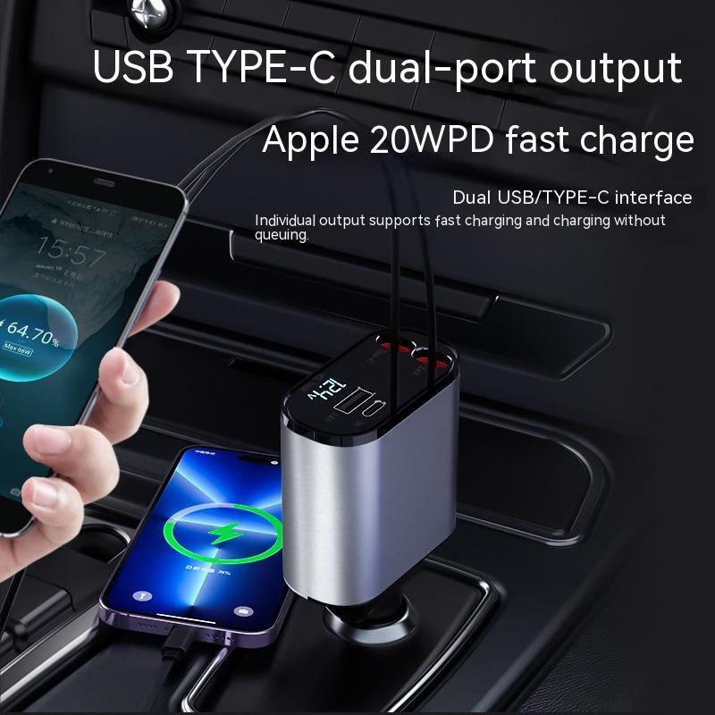 100W Retractable Fast Car Charger